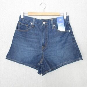 Levi's Womens High Waisted Mom Shorts Blue Denim Size 27 Relaxed Fit MSRP $59.50